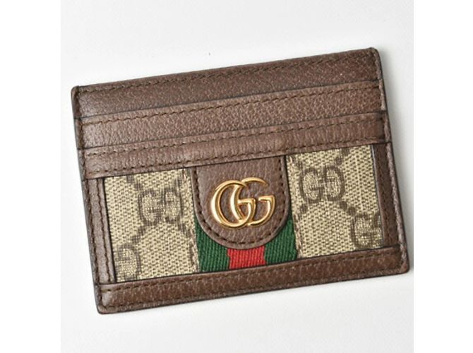 Tarjetero Gucci Beige Marrón GG Supreme Castaño - vista 2