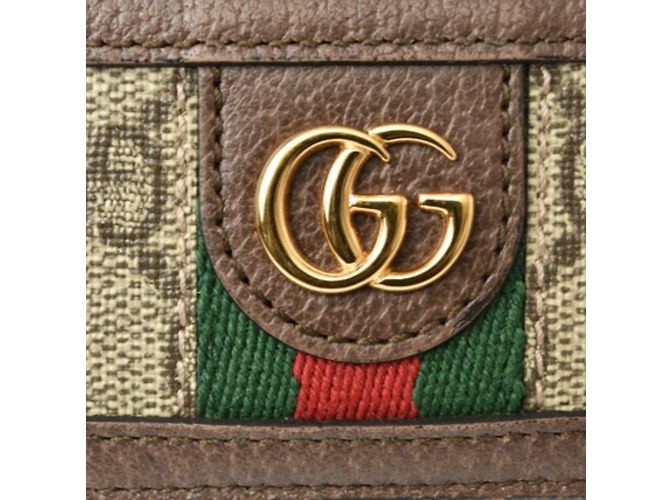 Tarjetero Gucci Beige Marrón GG Supreme Castaño - vista 3