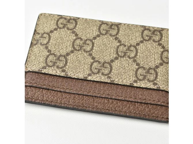 Tarjetero Gucci Beige Marrón GG Supreme Castaño - vista 4