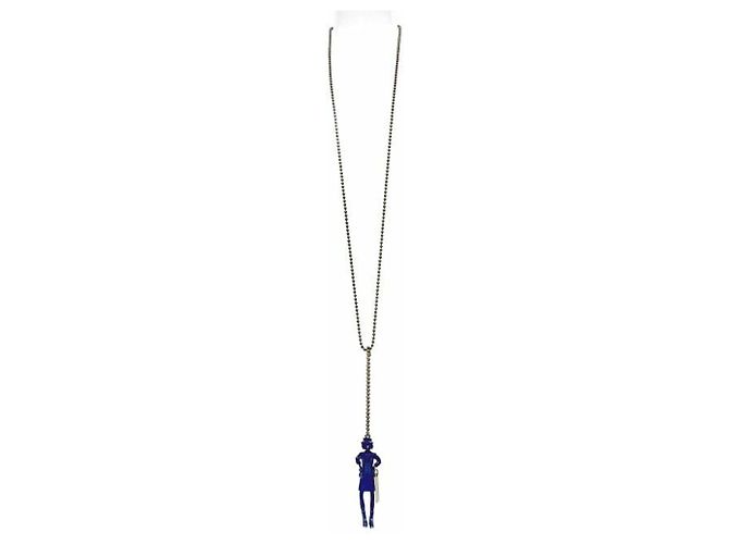 Collana lunga Chanel Mademoiselle Doll Argento Blu - vista 3