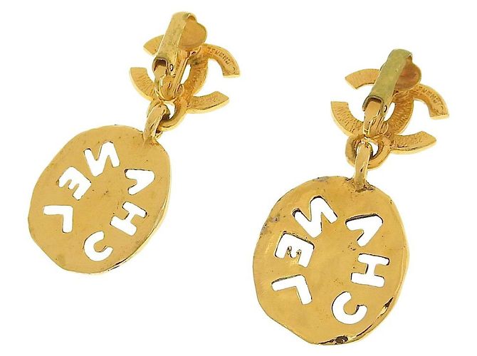 Vintage vergoldete Clip-Ohrringe von Chanel Golden - Ansicht 2