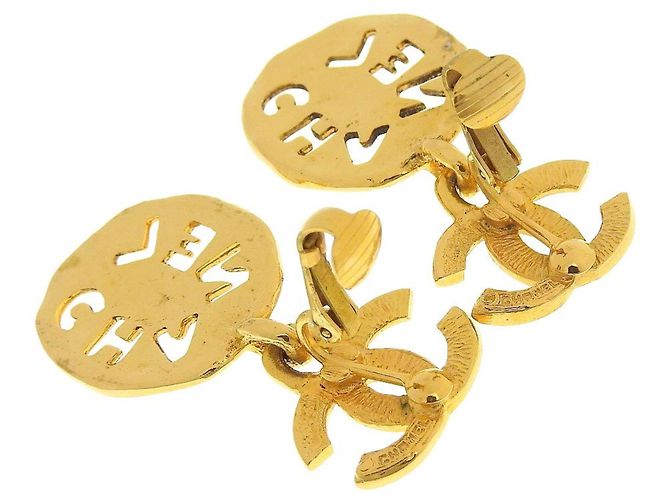 Vintage vergoldete Clip-Ohrringe von Chanel Golden - Ansicht 5