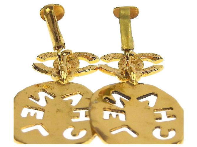 Vintage vergoldete Clip-Ohrringe von Chanel Golden - Ansicht 8