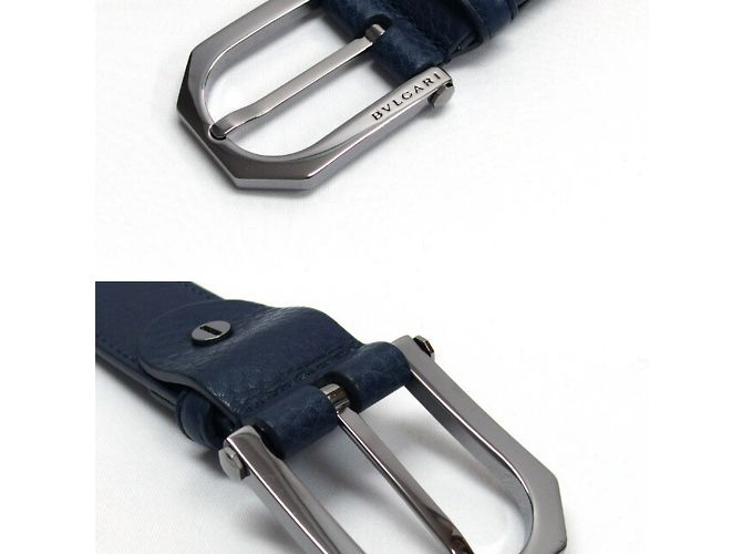 Bulgari Bvlgari Navy Leder Gürtel Marineblau - Ansicht 3