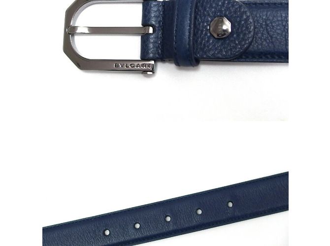 Bulgari Bvlgari Navy Leder Gürtel Marineblau - Ansicht 4