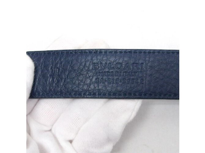 Bulgari Bvlgari Navy Leder Gürtel Marineblau - Ansicht 5