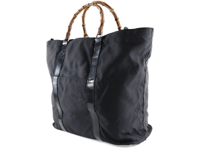 Borsa Tote Gucci Bamboo Marrone Nero - vista 2
