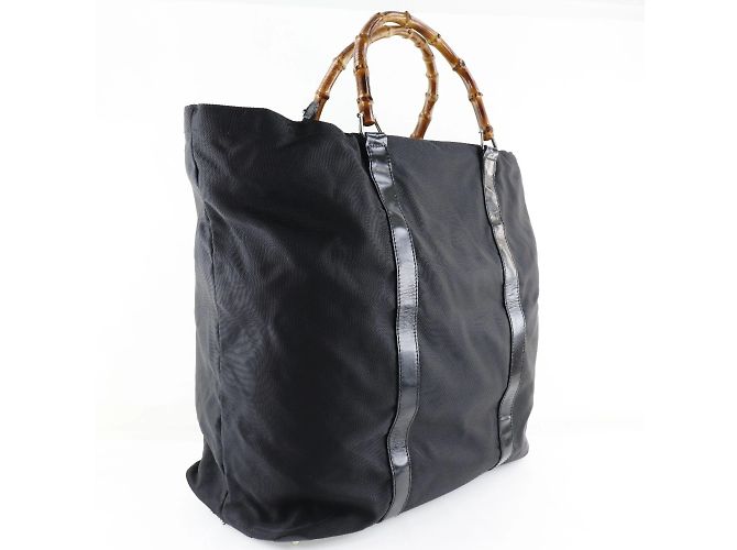Borsa Tote Gucci Bamboo Marrone Nero - vista 3