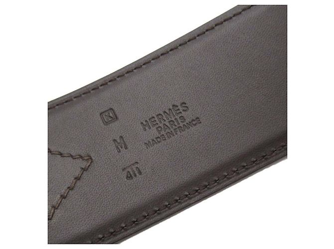 Hermès Cinturón de cuero marrón oscuro Hermes Plata - vista 5