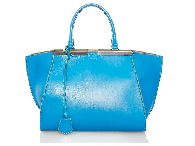 Borsa in pelle blu Fendi 3Jours - vista 2