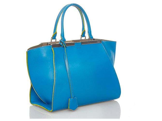 Borsa in pelle blu Fendi 3Jours - vista 3