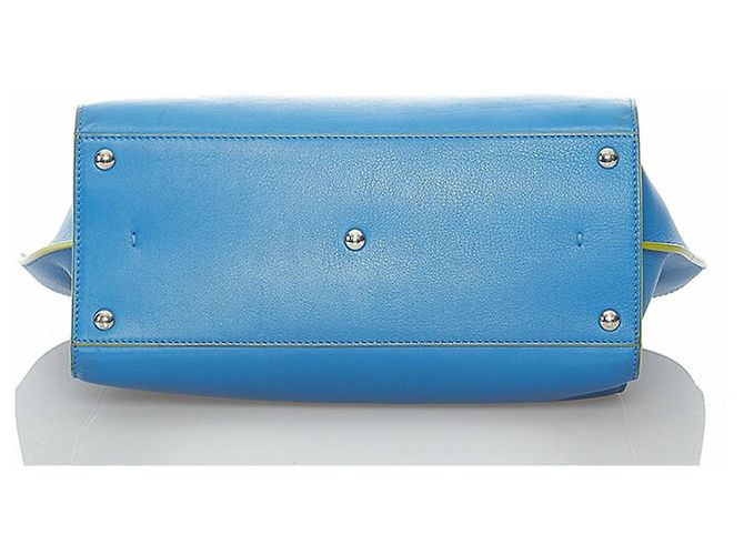 Borsa in pelle blu Fendi 3Jours - vista 5