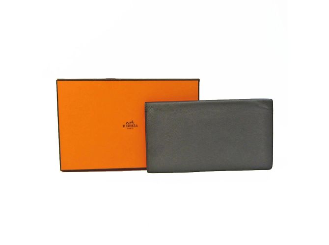 Silk In Hermès Cartera larga de seda twill en cuero Hermes Citizen Gris - vista 10