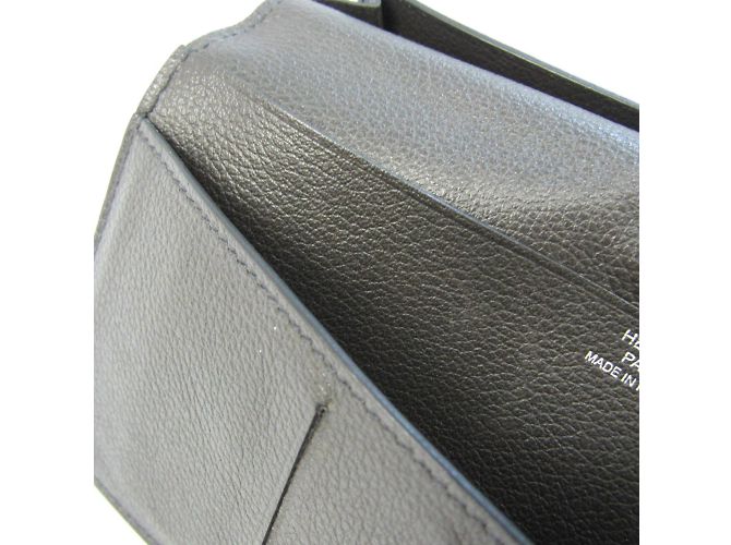 Silk In Hermès Cartera larga de seda twill en cuero Hermes Citizen Gris - vista 7