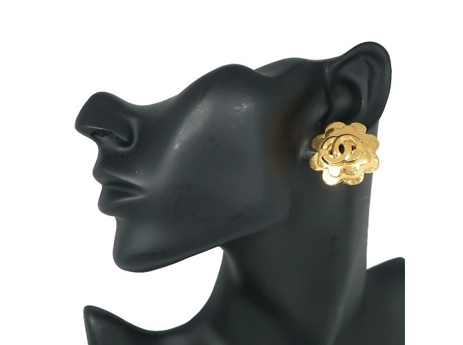 Vintage vergoldete Blumen Ohrstecker von Chanel Golden - Ansicht 2