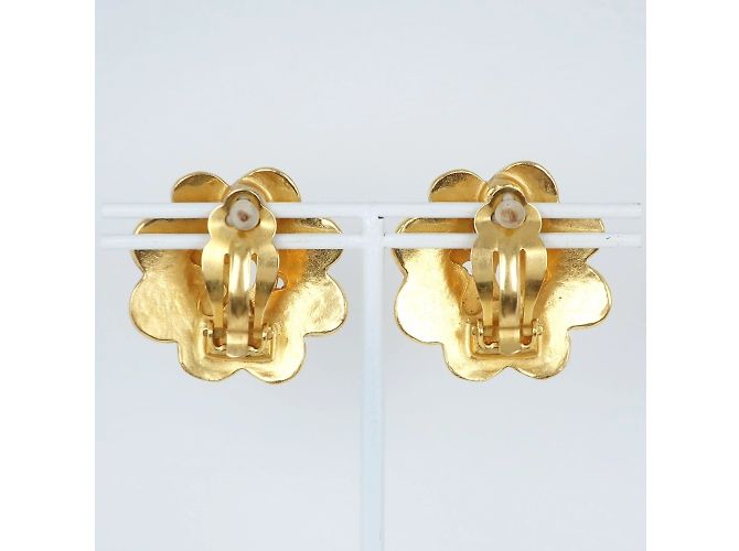 Vintage vergoldete Blumen Ohrstecker von Chanel Golden - Ansicht 3