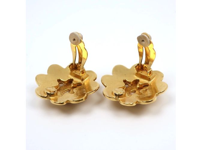 Vintage vergoldete Blumen Ohrstecker von Chanel Golden - Ansicht 4