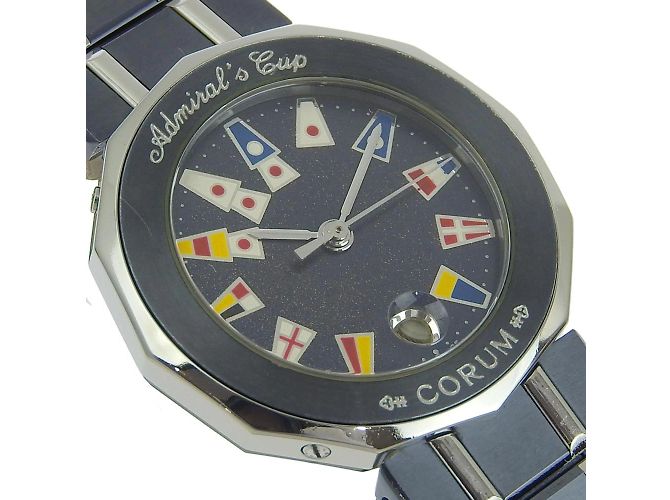 Corum Admiral's Cup Damenuhr Silber Marineblau - Ansicht 3