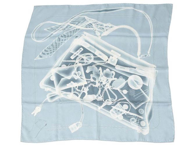 Hermès Hermes Blau-Graue Seidenschal Braun - Ansicht 2