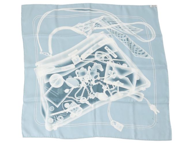Hermès Hermes Blau-Graue Seidenschal Braun - Ansicht 3
