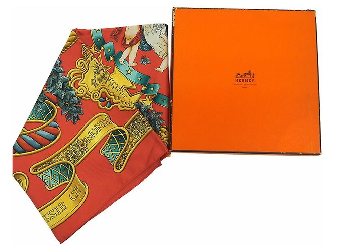 Bufanda Hermès Carré 90 Roja Verde - vista 10