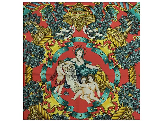 Bufanda Hermès Carré 90 Roja Verde - vista 2