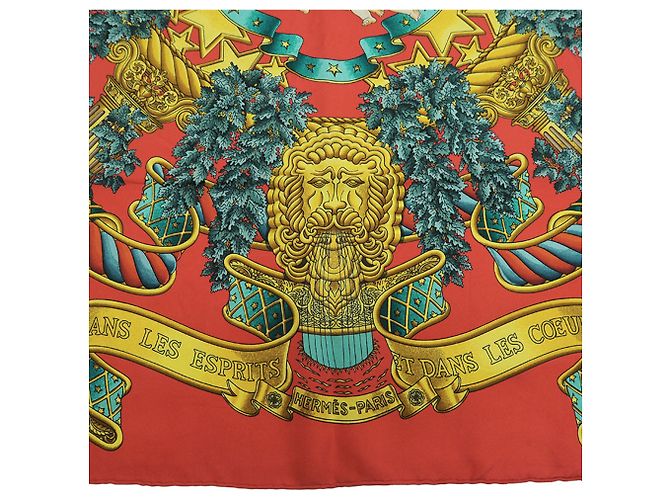 Bufanda Hermès Carré 90 Roja Verde - vista 4