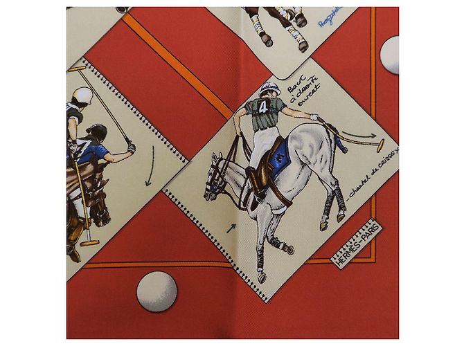 Silk In Hermès Écharpe Petit Polo World Orange Hermes Carre 40 - vue 2