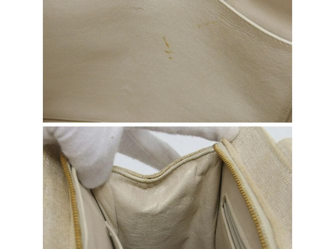 Chanel Stepp-Canvas-Tote-Bag in Elfenbein Beige Roh Aus weiß - Ansicht 9