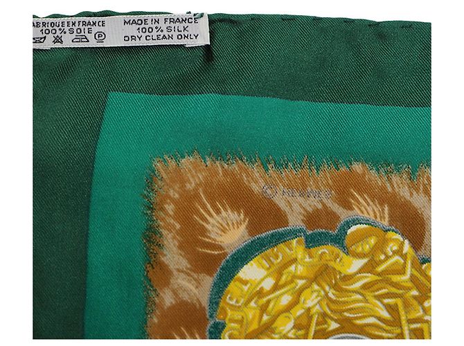 Bufanda Hermès Carré 90 Casques y Plumets Verde - vista 8