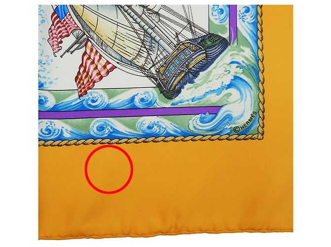 Silk In Hermès Carré 90 Es lebe der Wind Wind Bläst Gelb Ruder Schiff Schal - Ansicht 5