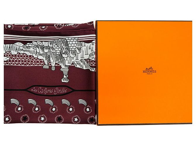 Silk In Hermès Écharpe Carré Petit Care Édition Limitée Hermes Bordeaux - vue 8