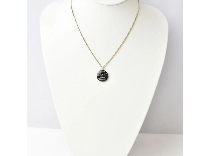 Collana Pendente in Strass Nero e Oro Chanel D'oro - vista 2