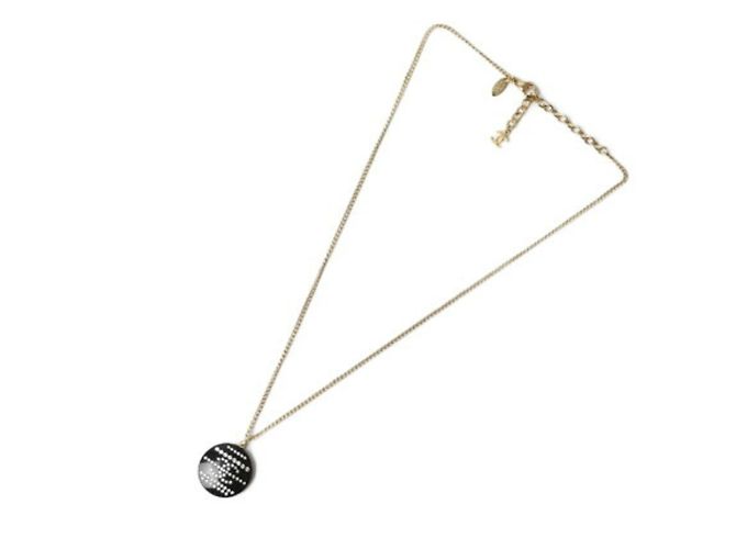 Collana Pendente in Strass Nero e Oro Chanel D'oro - vista 3
