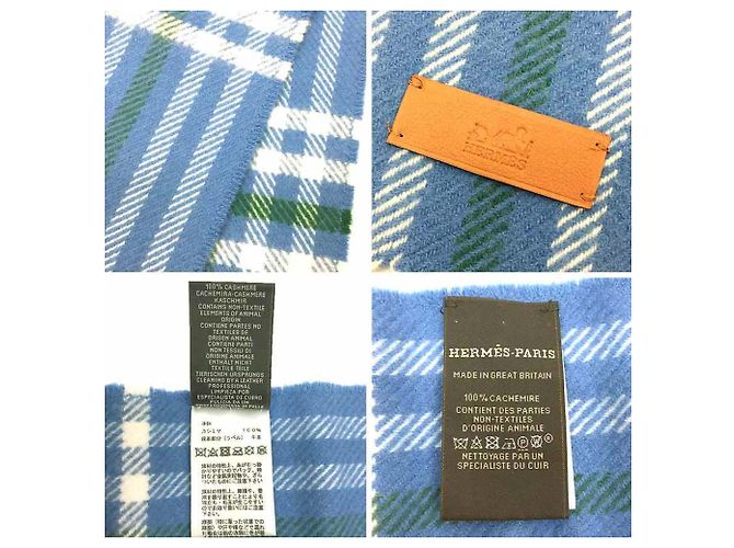 Hermès Stola in cashmere blu chiaro Hermes - vista 3