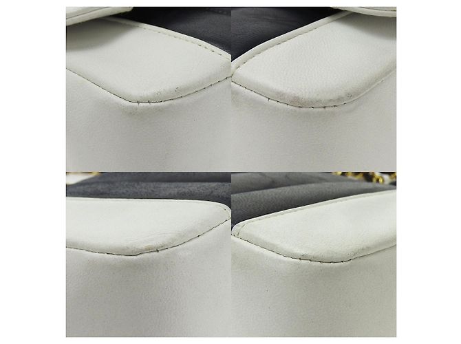 Borsa a spalla in pelle di agnello Chanel Mademoiselle Bianco Blu navy - vista 6
