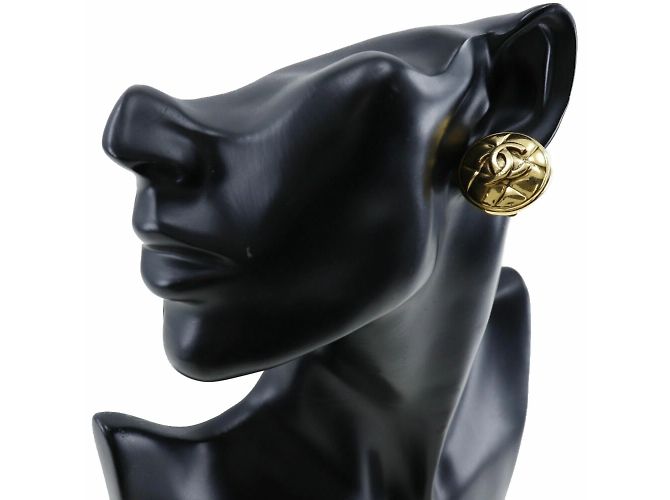 Vintage Gold Plated Clip Ohrringe Chanel Matelassé - Ansicht 2