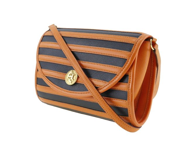 Borsa a spalla in pelle Hermès Nero Arancione - vista 2