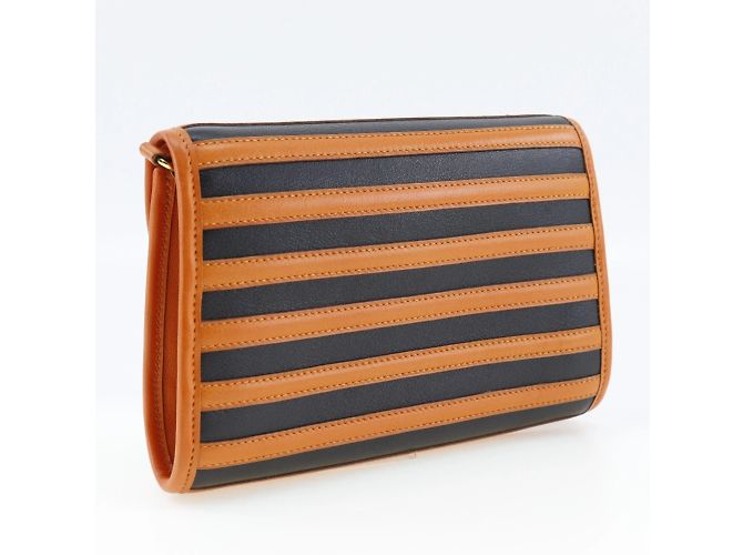 Borsa a spalla in pelle Hermès Nero Arancione - vista 3