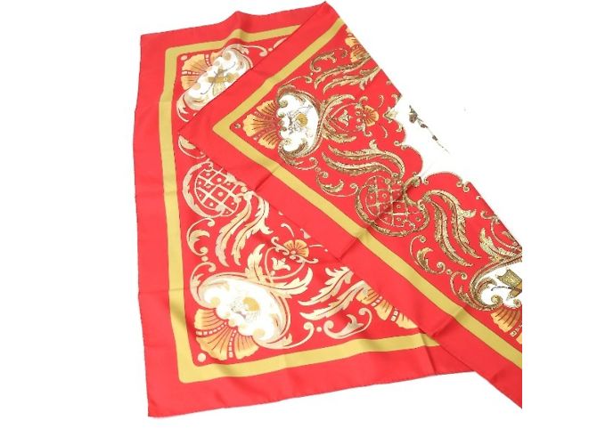 Bufanda de seda roja Carré 90 Cheval Jurc de Hermès - vista 4
