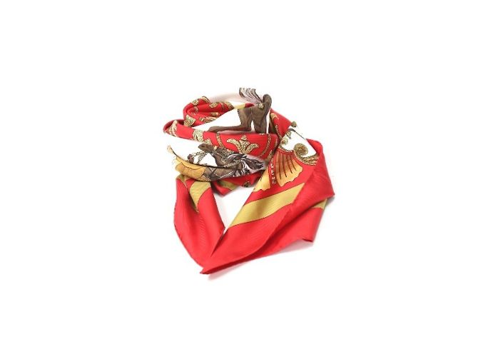 Bufanda de seda roja Carré 90 Cheval Jurc de Hermès - vista 6