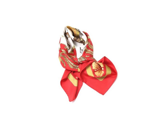 Bufanda de seda roja Carré 90 Cheval Jurc de Hermès - vista 7