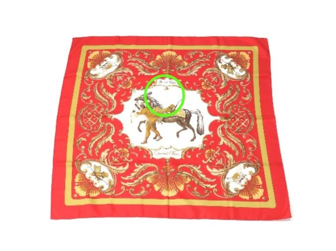 Bufanda de seda roja Carré 90 Cheval Jurc de Hermès - vista 8