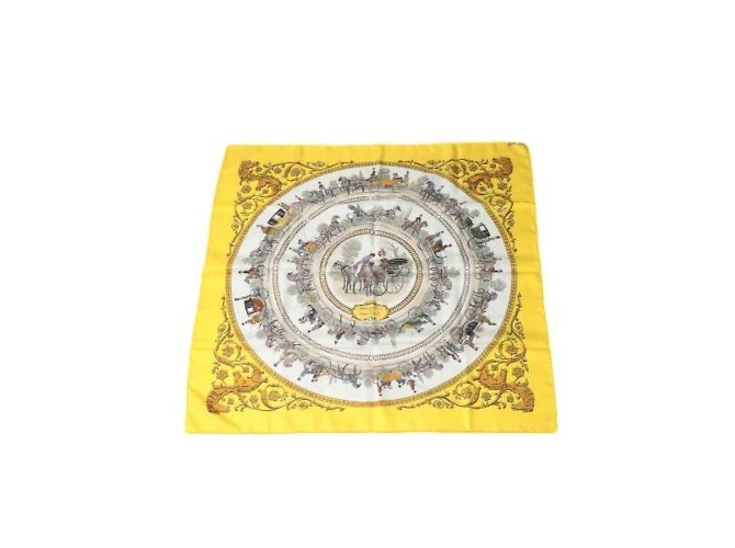 Hermès Foulard in seta gialla Carre90 Hermes Springs Giallo - vista 2