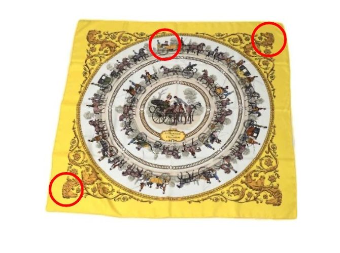 Hermès Foulard in seta gialla Carre90 Hermes Springs Giallo - vista 7