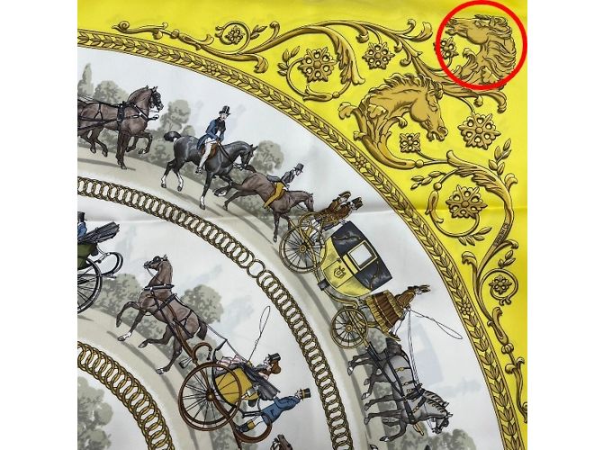 Hermès Foulard in seta gialla Carre90 Hermes Springs Giallo - vista 8