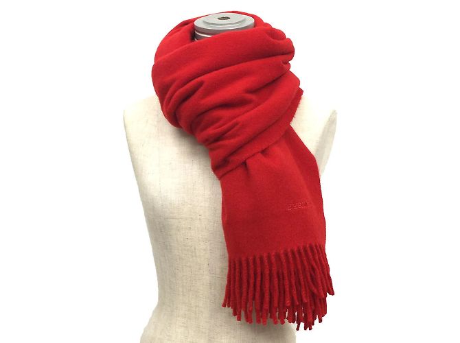 Hermès Stola in cashmere Hermes rossa Rosso - vista 2