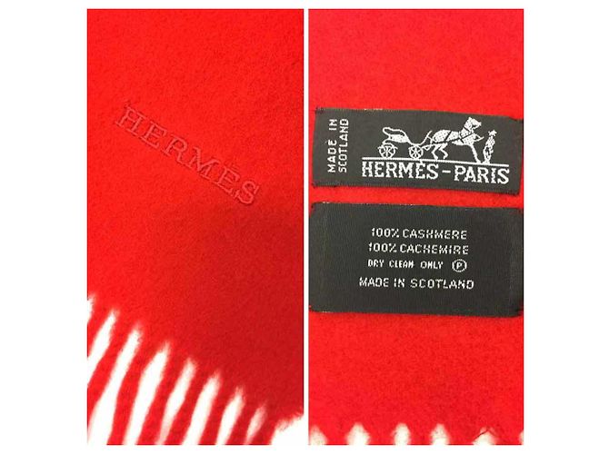 Hermès Stola in cashmere Hermes rossa Rosso - vista 3