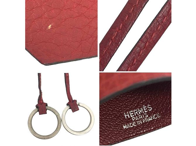 Hermès Colar de couro Crochette Hermes com chaveiro Keybell Vermelho - vista 3