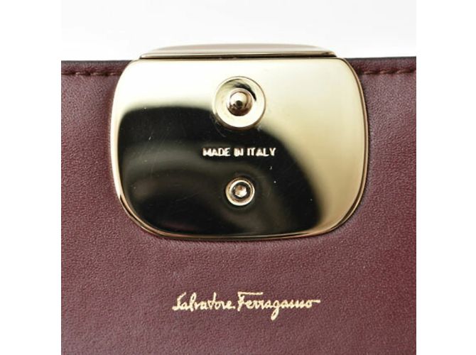 Cartera larga de cuero burdeos Salvatore Ferragamo - vista 5